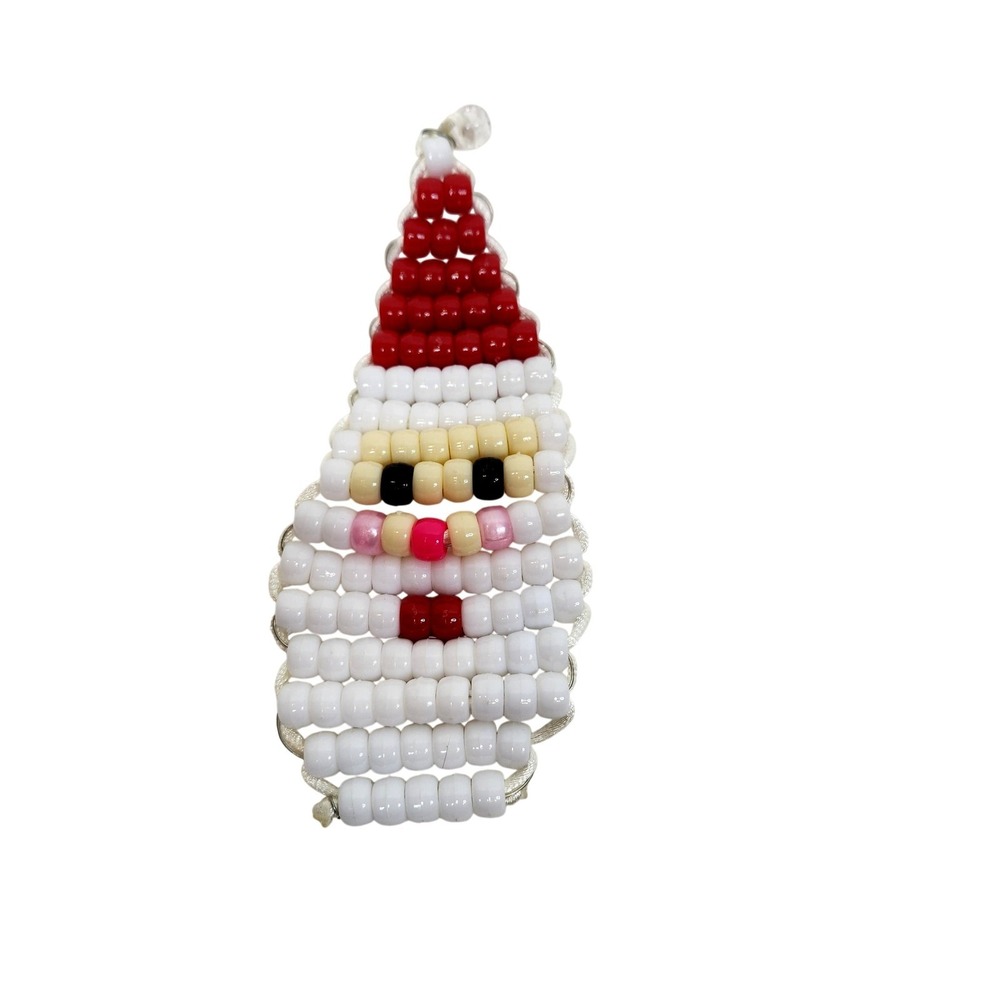 Pony Beaded Plastic Santa Claus Christmas Doll Ornament Multicolor Hanging Small